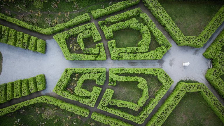 The hedge maze at Drottningholm Palace, as seen from above.