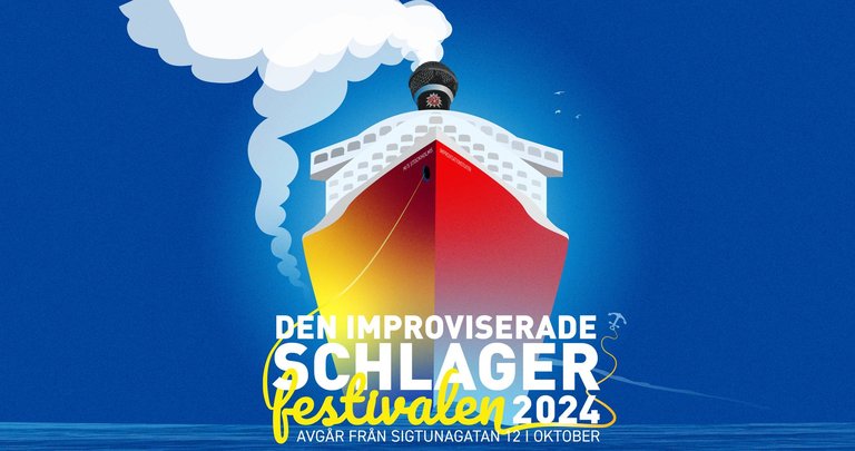 a picture of a boat and a text "Den Improviserade Schlagerfestivalen 2024"