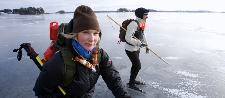 Ice skating on natural ice in the archipelago