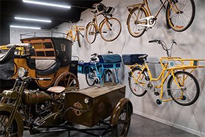 Postmen's bikes at an exhibition