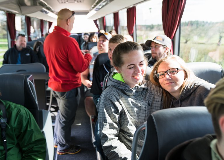 People sitting in a bus.