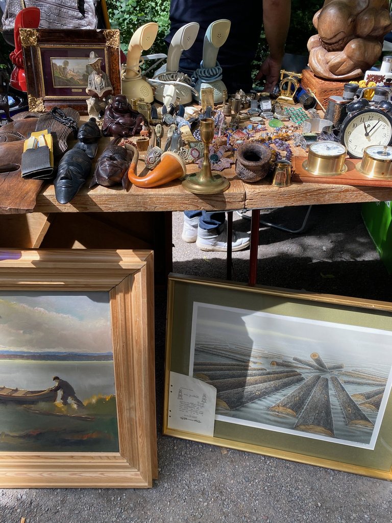 different objects for the sale at a flea market