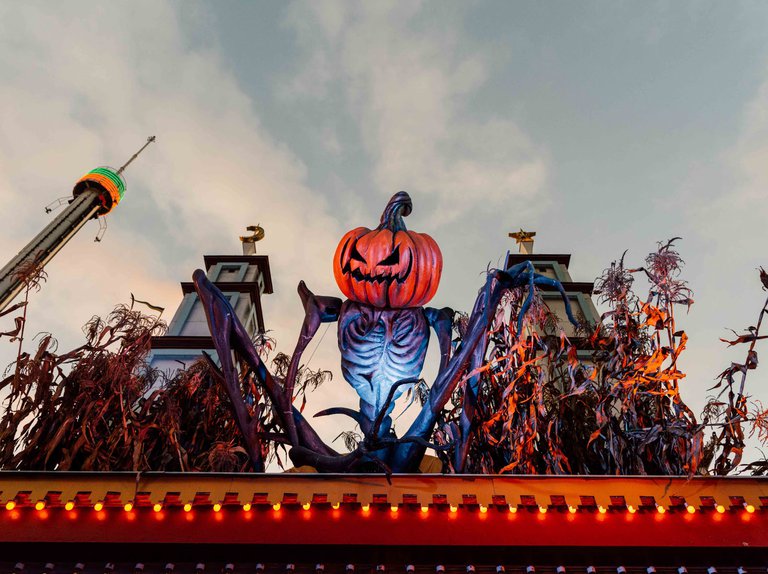 Spooky atmosphere at Gröna Lund amusement park, during the annual Halloween celebration.