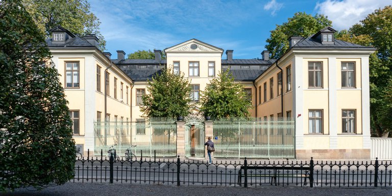 Old buildings in Stockholm. Schefflerska palatset on Drottninggatan, exterior. Schefflerska palatset is also called "the haunted house on Drottninggatan" and is said to be a hotspot for ghost sightings.