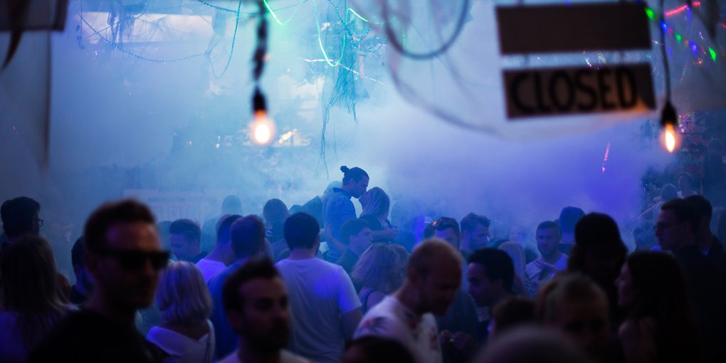 A packed dance floor during a club night at one of Stockholm’s most popular summer clubs; Trädgården. The open-air club at Södermalm frequently books some of the world’s biggest names in electronic dance music.